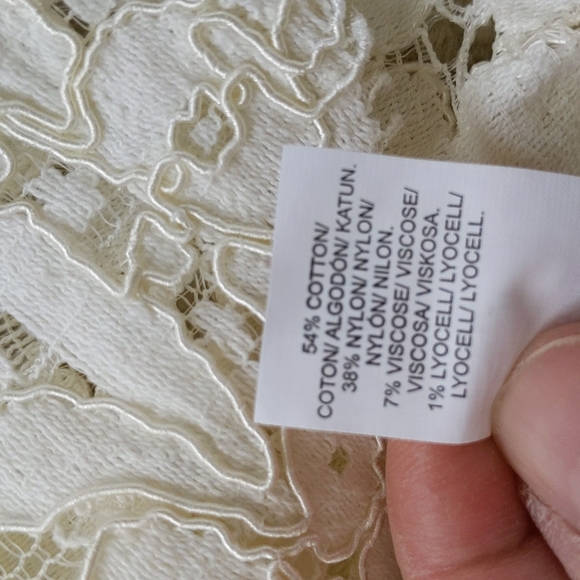 Lucky Brand Floral Lace Crocheted Whimsical Dainty Transparent Top Medium Ivory - Picture 13 of 16